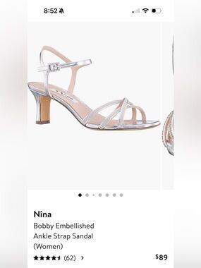 Nina Silver Embellished Strappy Ankle Strap Heel